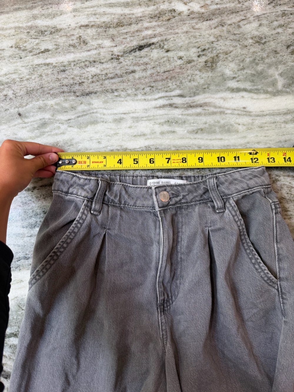 Grey High-Waisted Relaxed Grey Denim Barrel Jeans - Picture 6 of 7